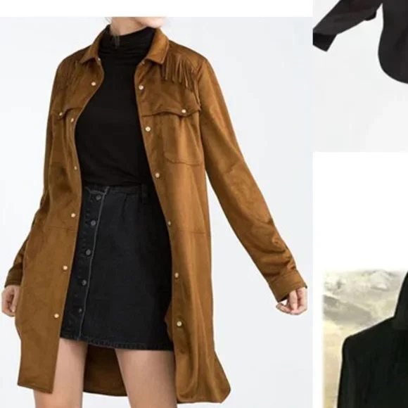 ZARA black suede shirt coat - Picture 10 of 11